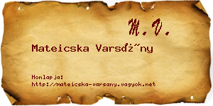 Mateicska Varsány névjegykártya
